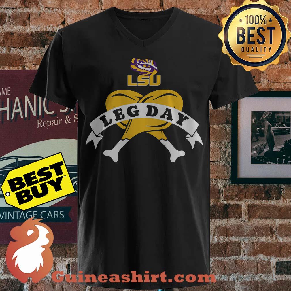 LSU Tiger Eye Decal Louisiana State University Logo Leg Day Chicken Drumstick v neck