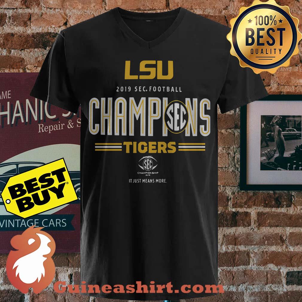 LSU Tigers Original Football Champions Locker Room Logo v neck sweater