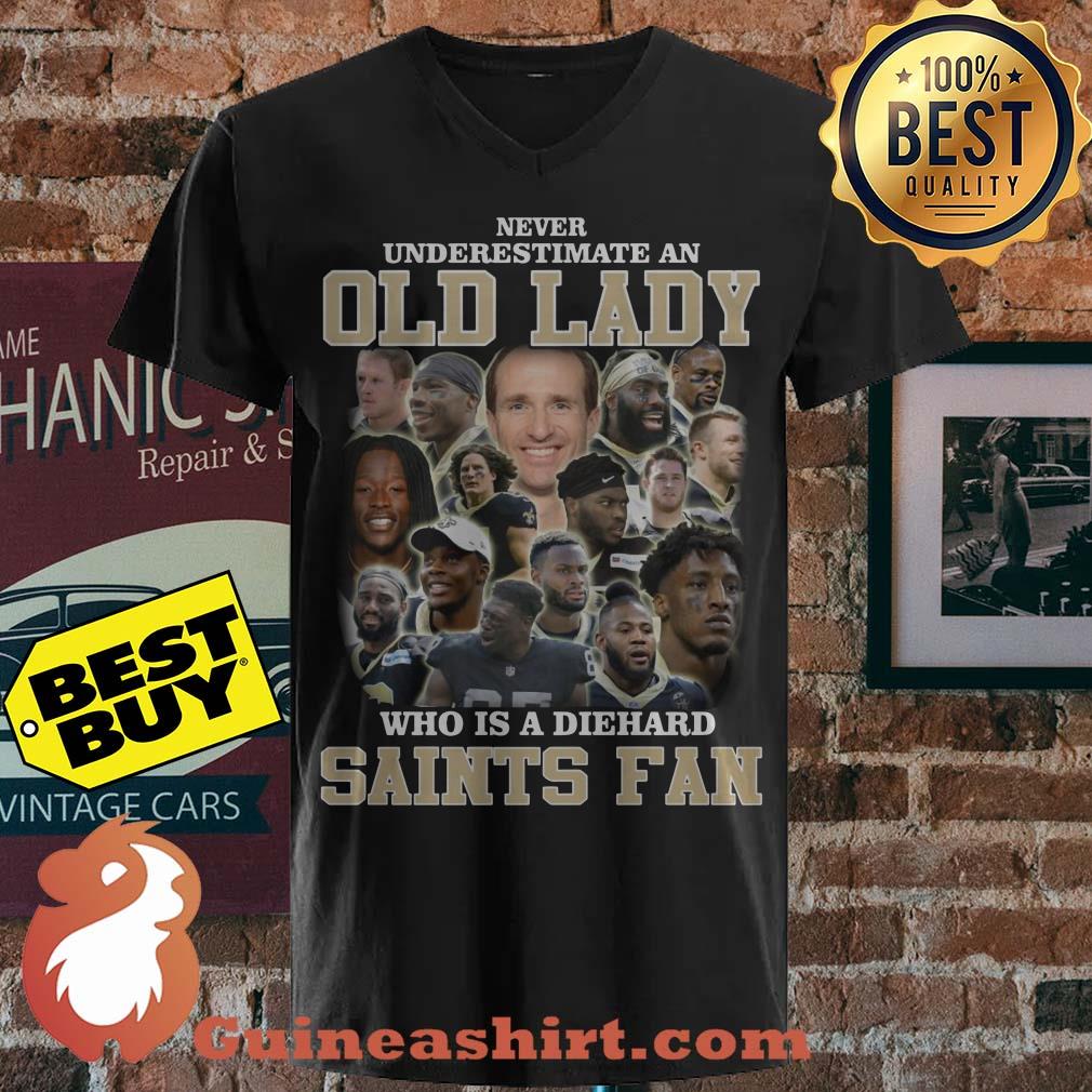 Never Underestimate An Old Lady Who Is A Diehard Saints Fan v neck sweater