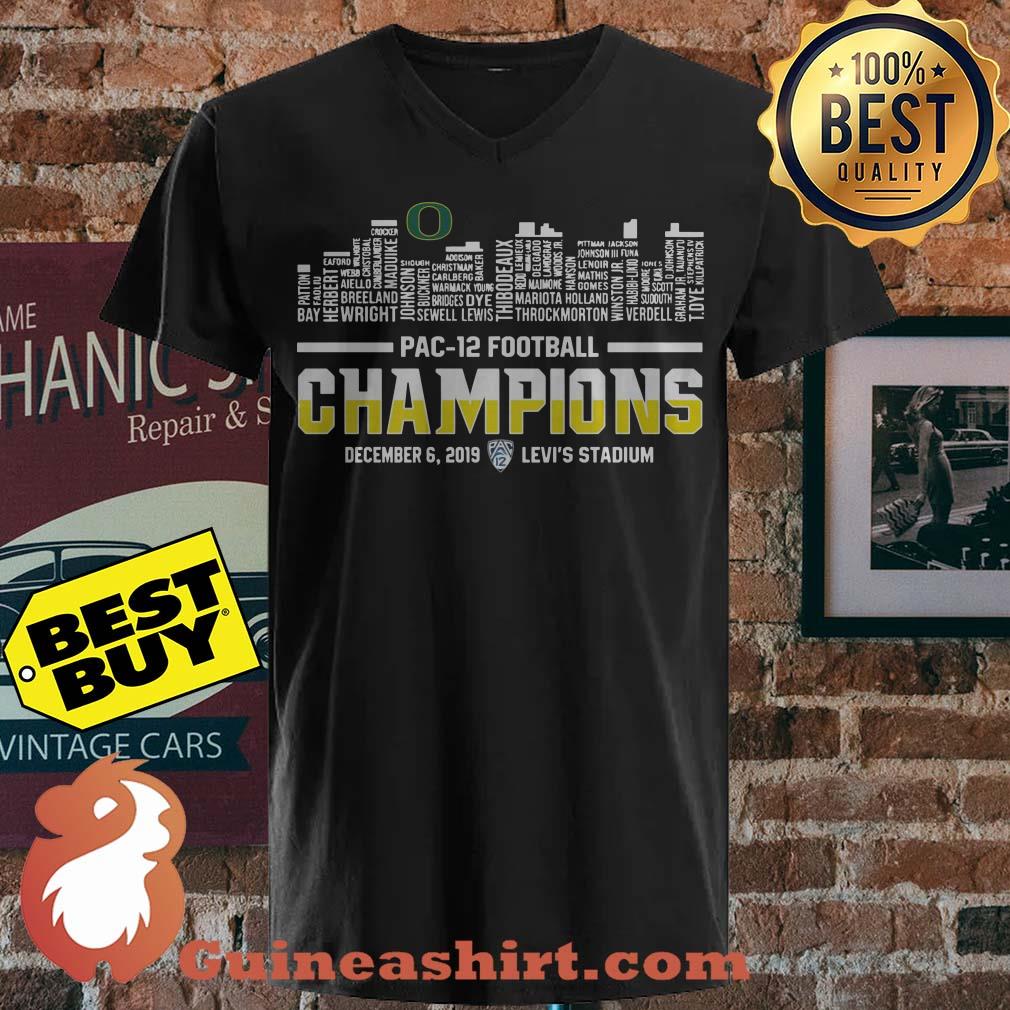 Oregon Ducks Logo Pac-12 Football Champions v neck sweater