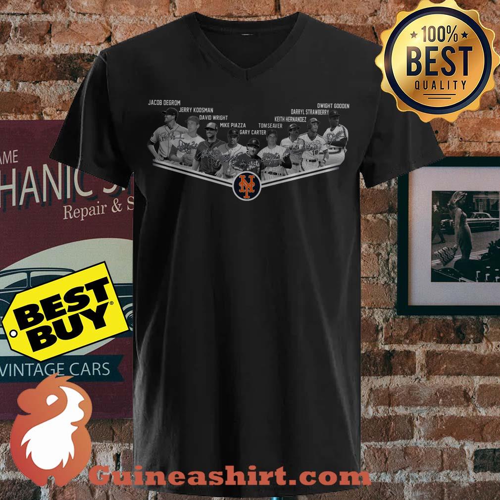 New York Mets Baseball Players Signatures Logo v neck