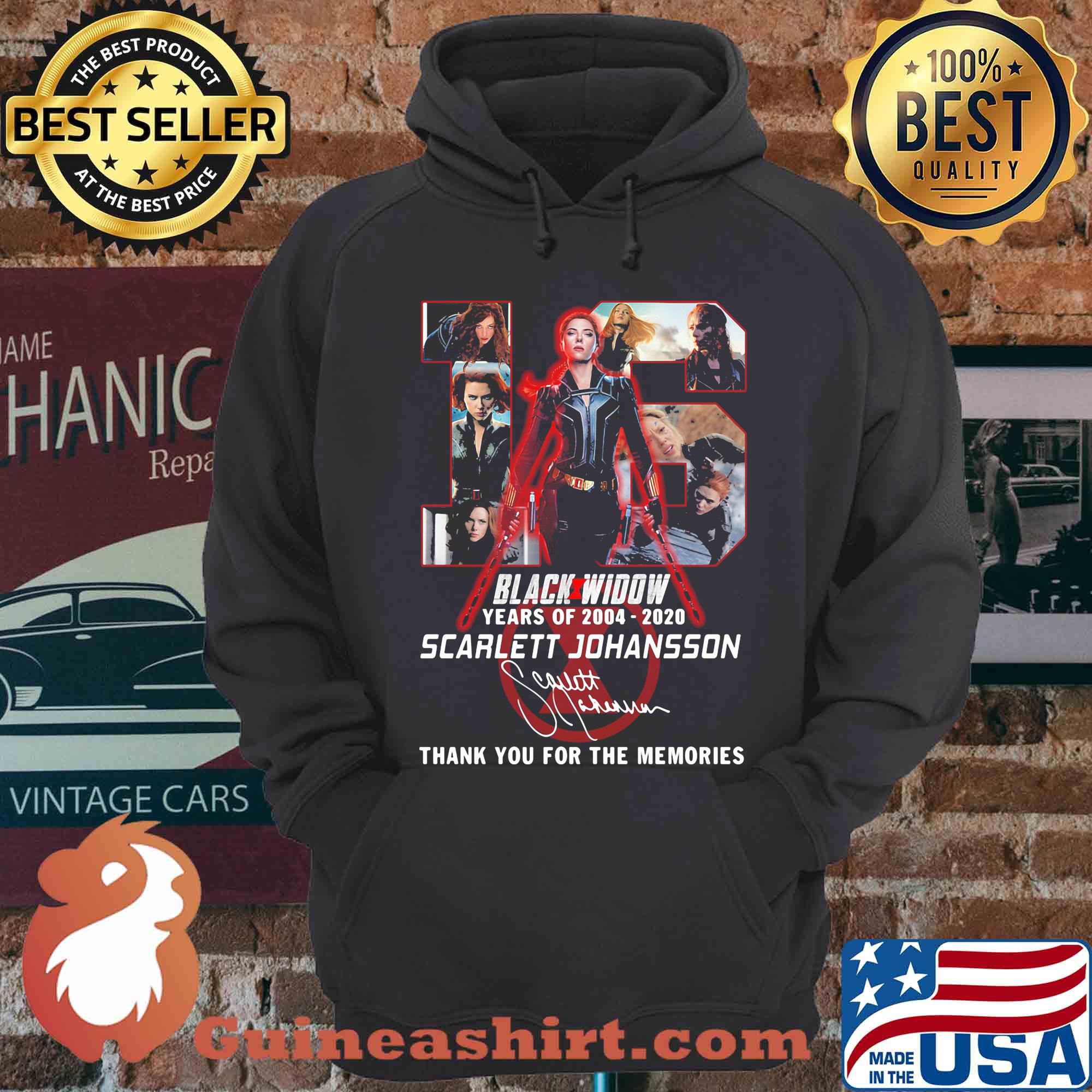 16 Black widow years of 2004 2020 scarlett johansson signature shirt