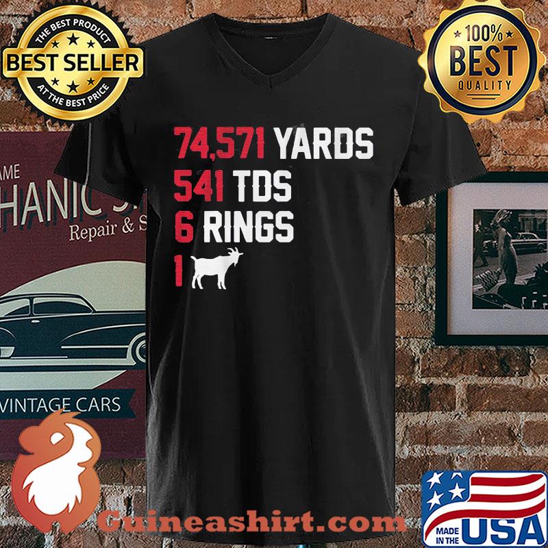 74,571 Yards 541 TDS 6 Rings 1 Goat Black Shirt V-neck