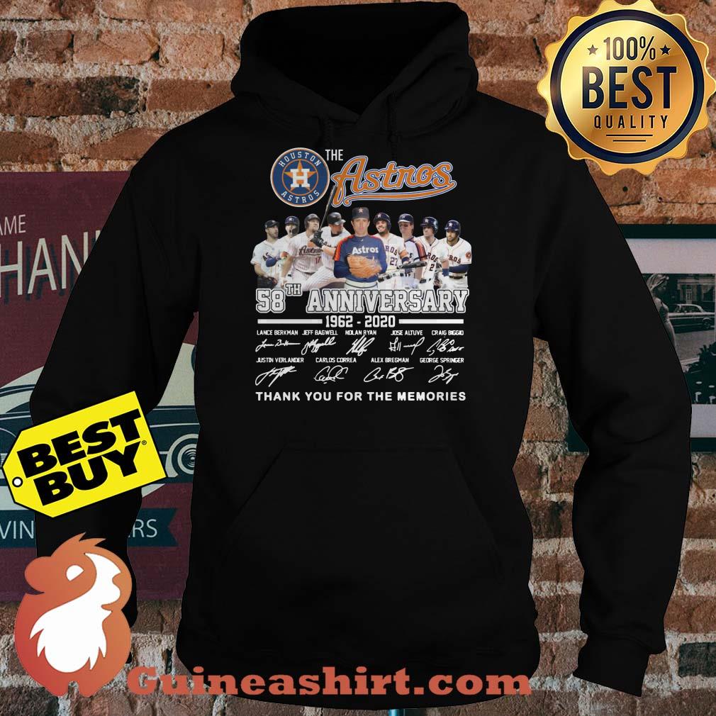 The Houston Astros 58th Anniversary 1962 - 2020 Signature Thank You For The Memories Hoodies