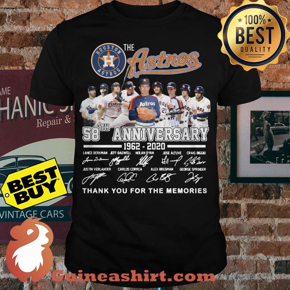 The Houston Astros 58th Anniversary 1962 - 2020 Signature Thank You For The Memories Shirt
