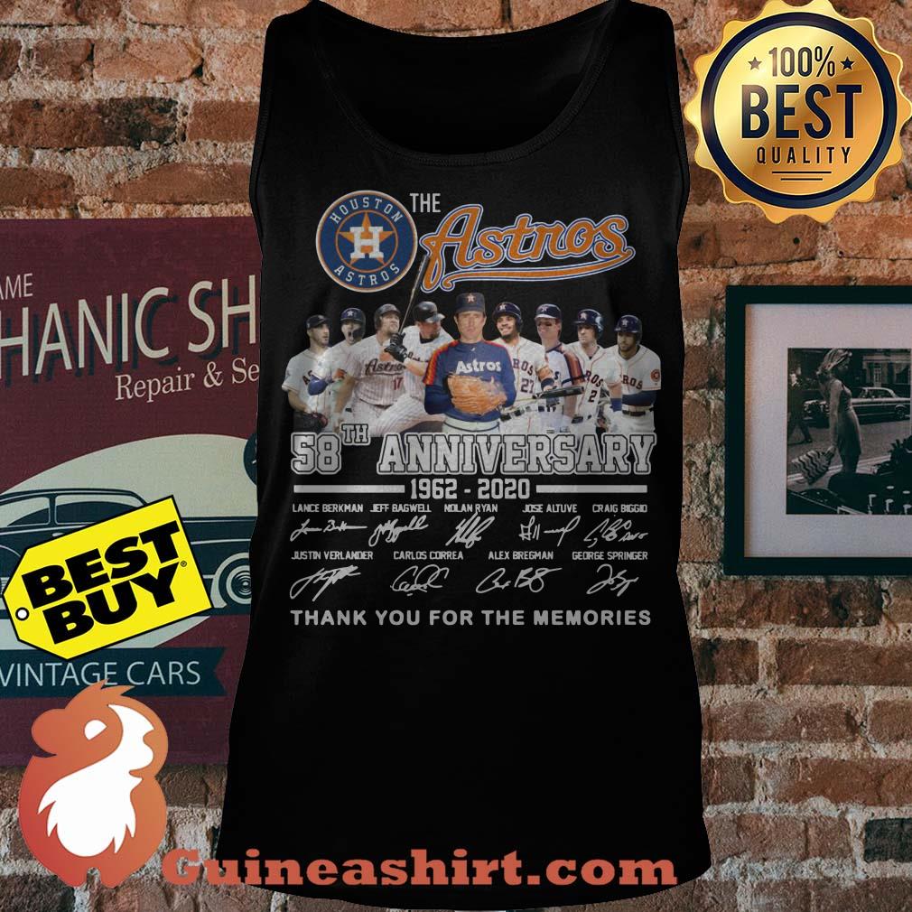 The Houston Astros 58th Anniversary 1962 - 2020 Signature Thank You For The Memories Tank top