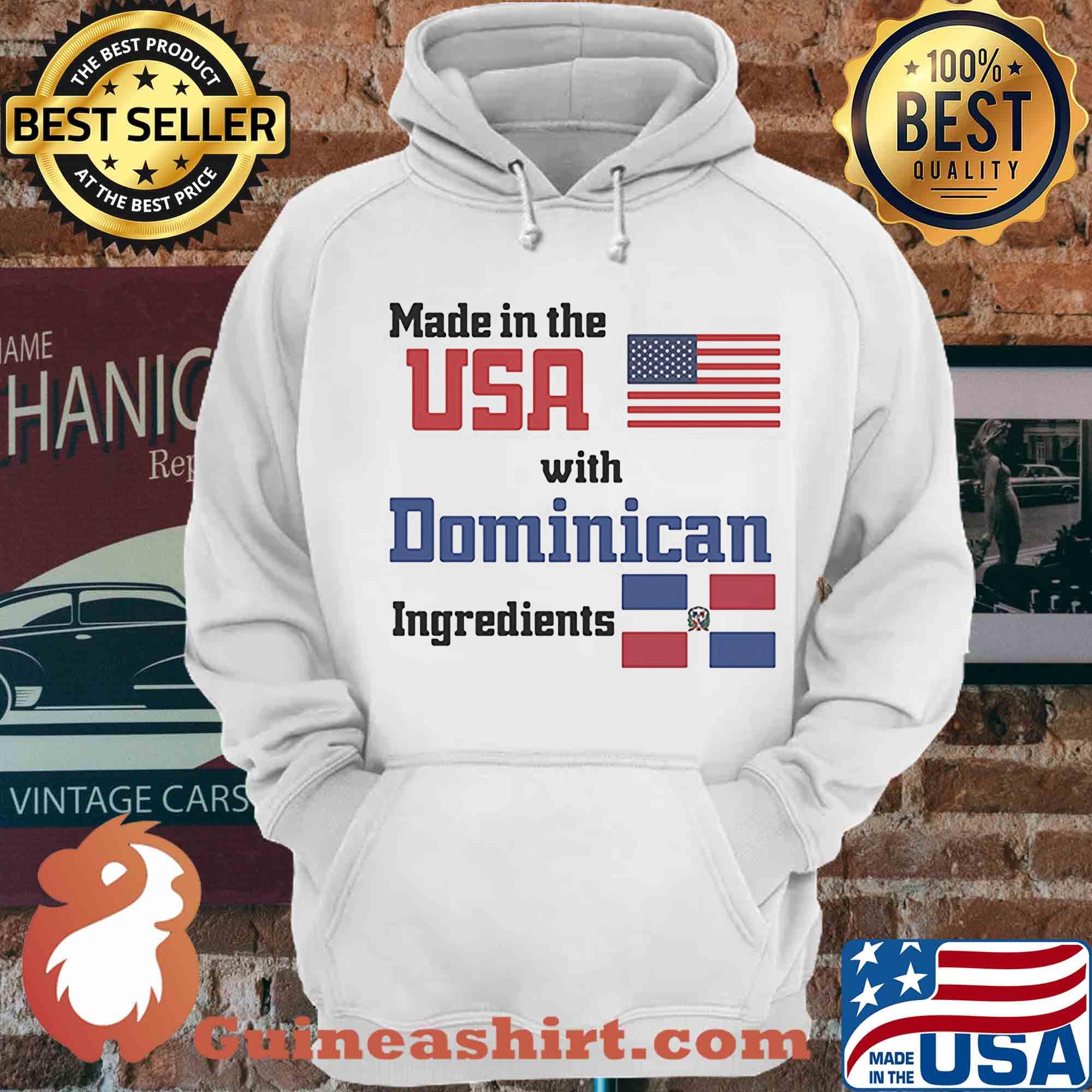 Made in the USA with Dominican ingredients American flag veteran shirt