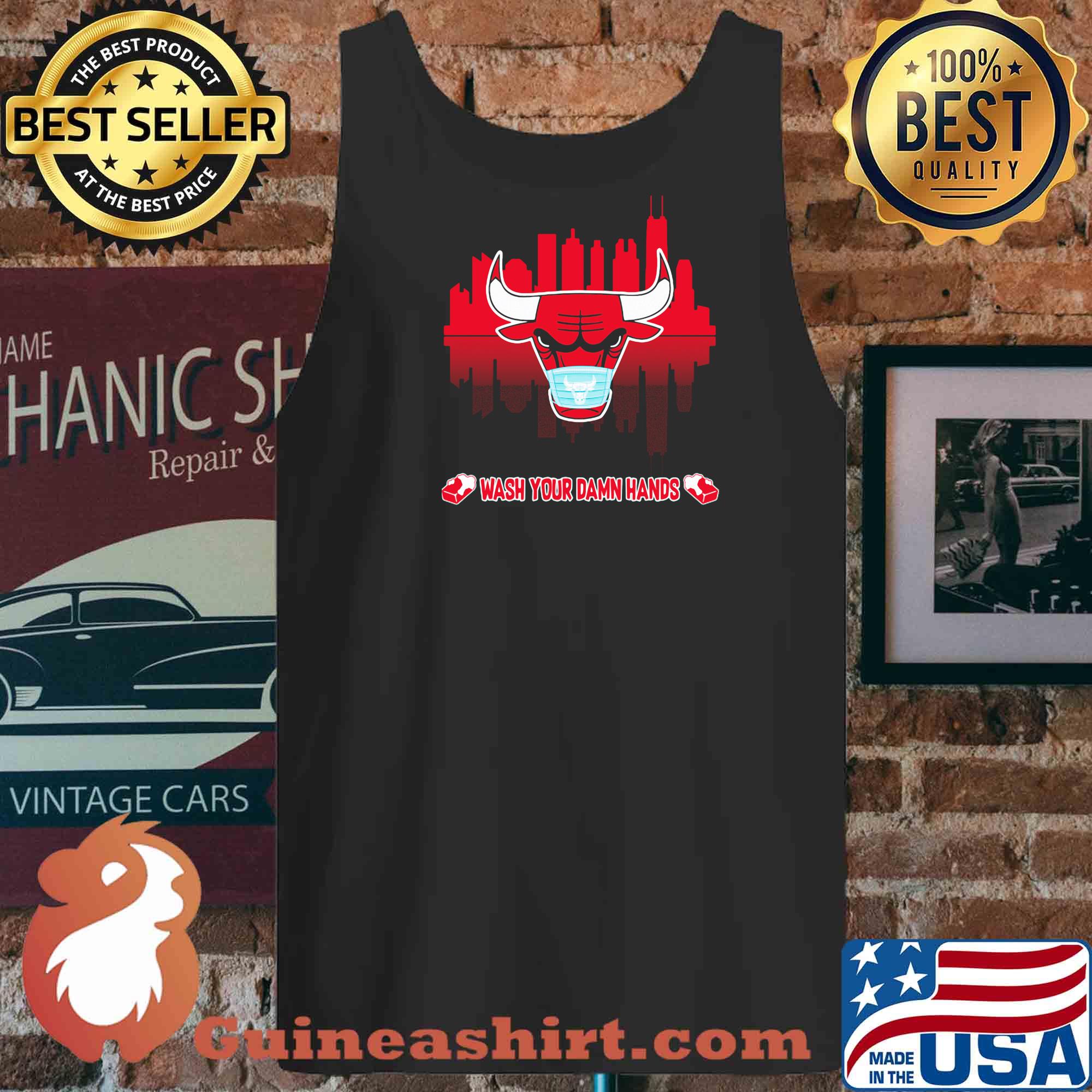 Skyline Chicago Bulls Basketball wash your damn hands covid-19 s 6