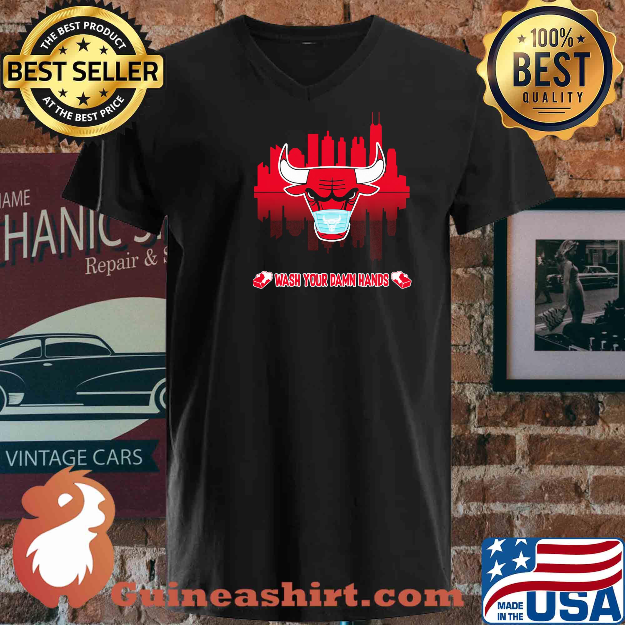 Skyline Chicago Bulls Basketball wash your damn hands covid-19 s 7