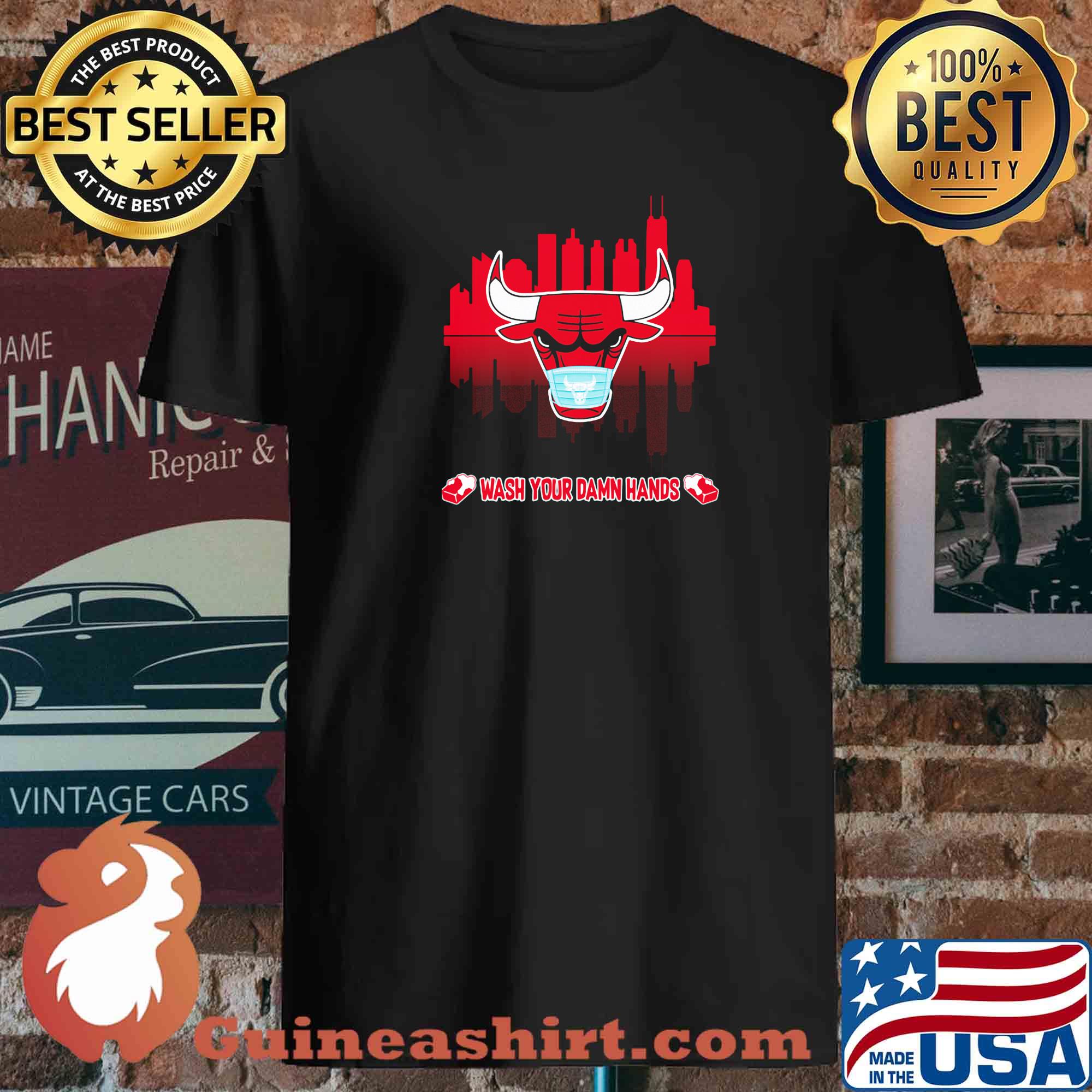 Skyline Chicago Bulls Basketball wash your damn hands covid-19 s 8