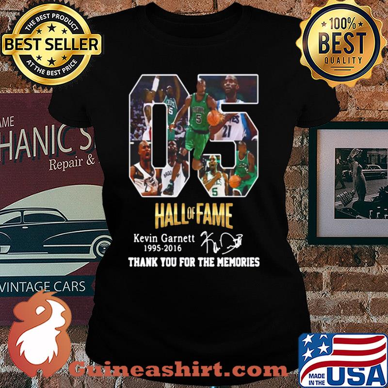 05 Hall of Fame Kevin Garnett 1995 2016 signature t-s Ladies tee