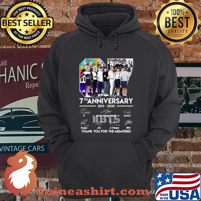 07 7th anniversary 2013-2020 BTS signatures thank you for the memories shirt