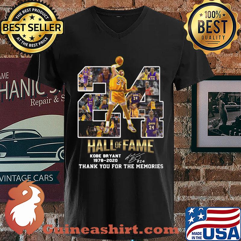 24 Hall Of Fame Kobe Bryant 1978 2020 Thank You For The Memories Signatures s V-neck