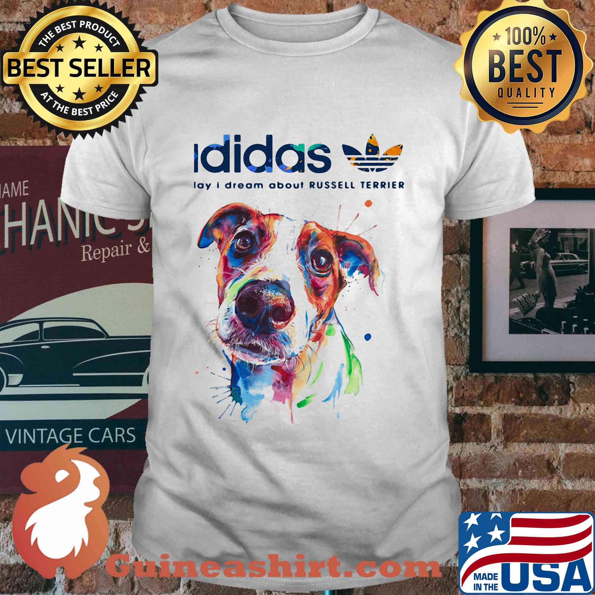 Adidas all day I dream about Russell Terrier dog shirt