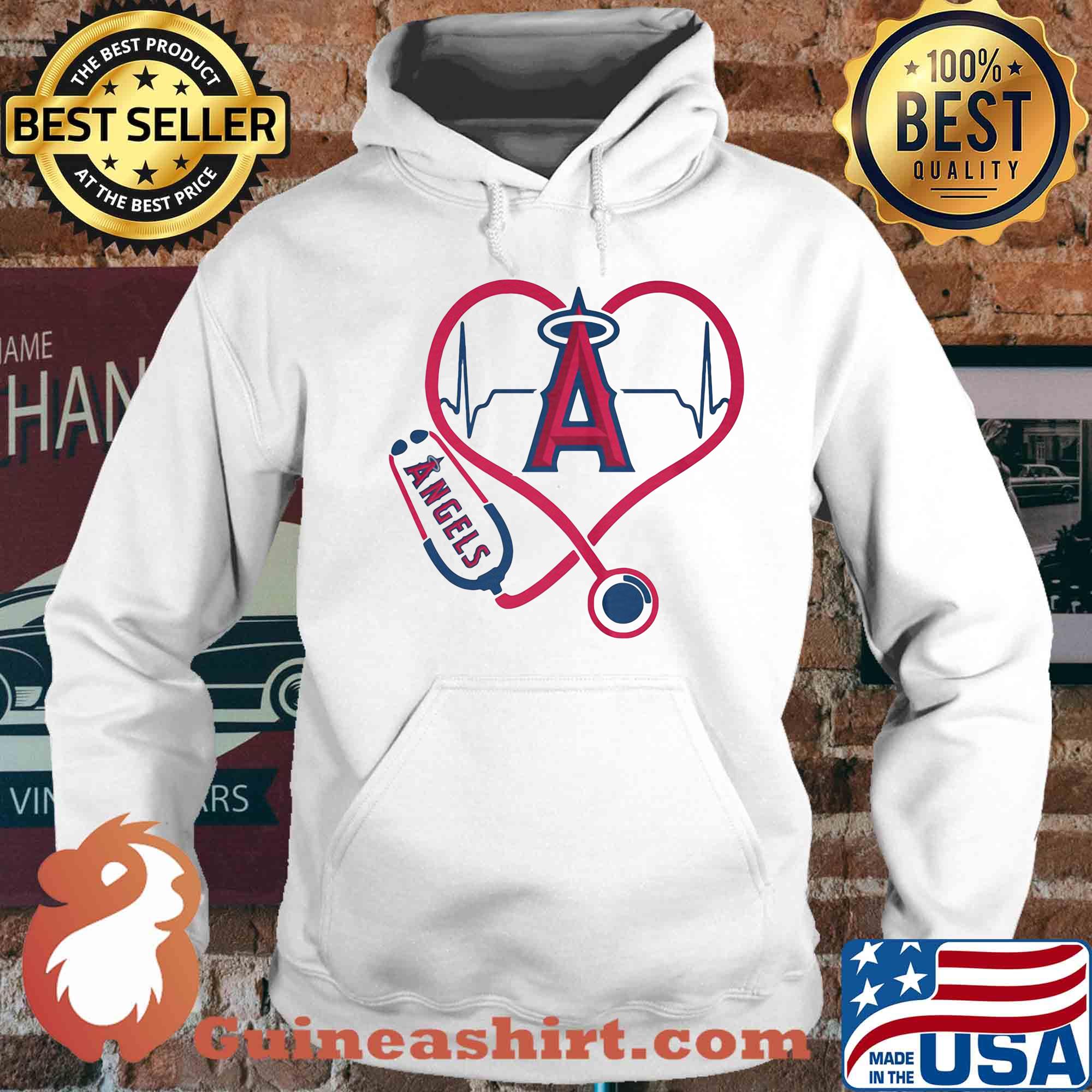 Angels MLB stethoscope hearbeat s Hoodie