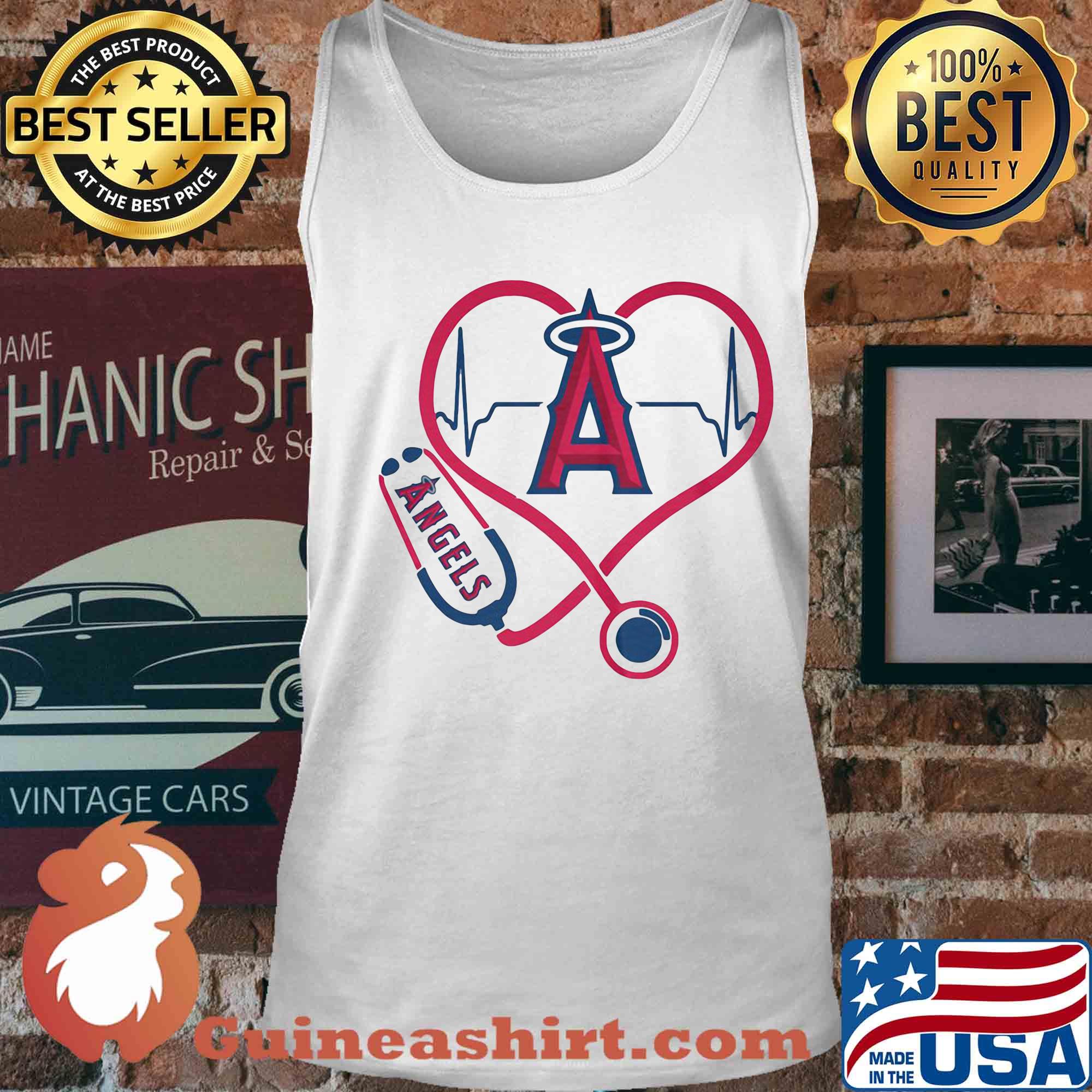 Angels MLB stethoscope hearbeat s Tank top