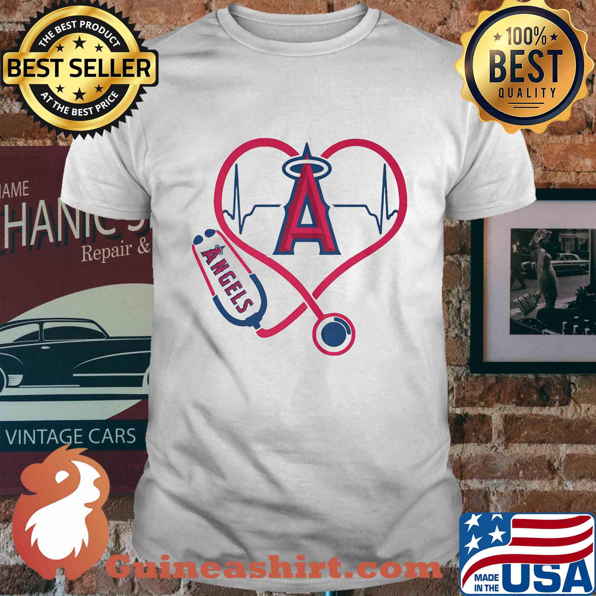 Angels MLB stethoscope hearbeat shirt