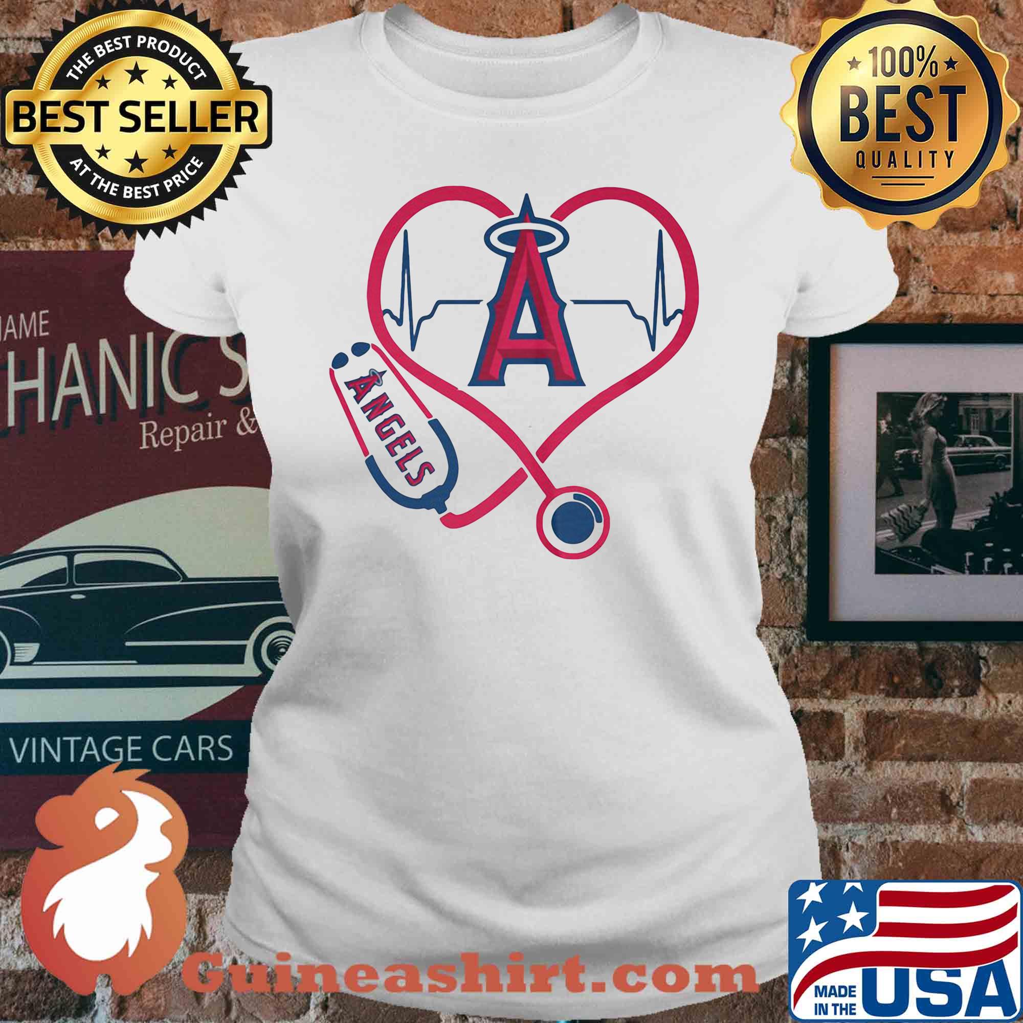 Angels MLB stethoscope hearbeat s V-neck