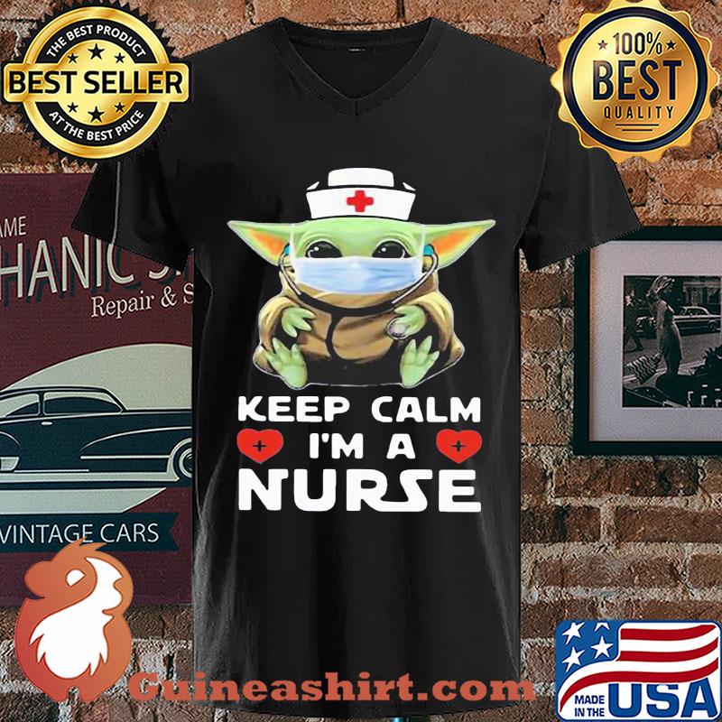 Baby Yoda Doctor Keep Calm I’m A Nurse Covid-19 Mask s V-neck