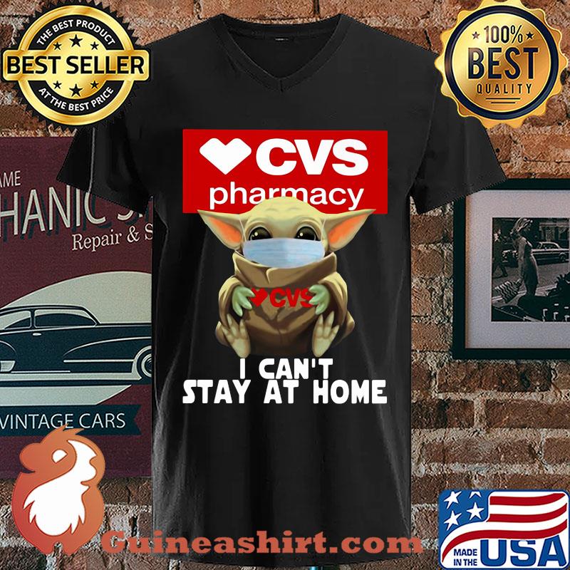 Baby Yoda Hug CVS Pharmacy I Can't Stay At Home Covid-19 s V-neck