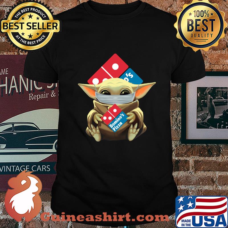 Baby Yoda hug Domino's Pizza mask shirt