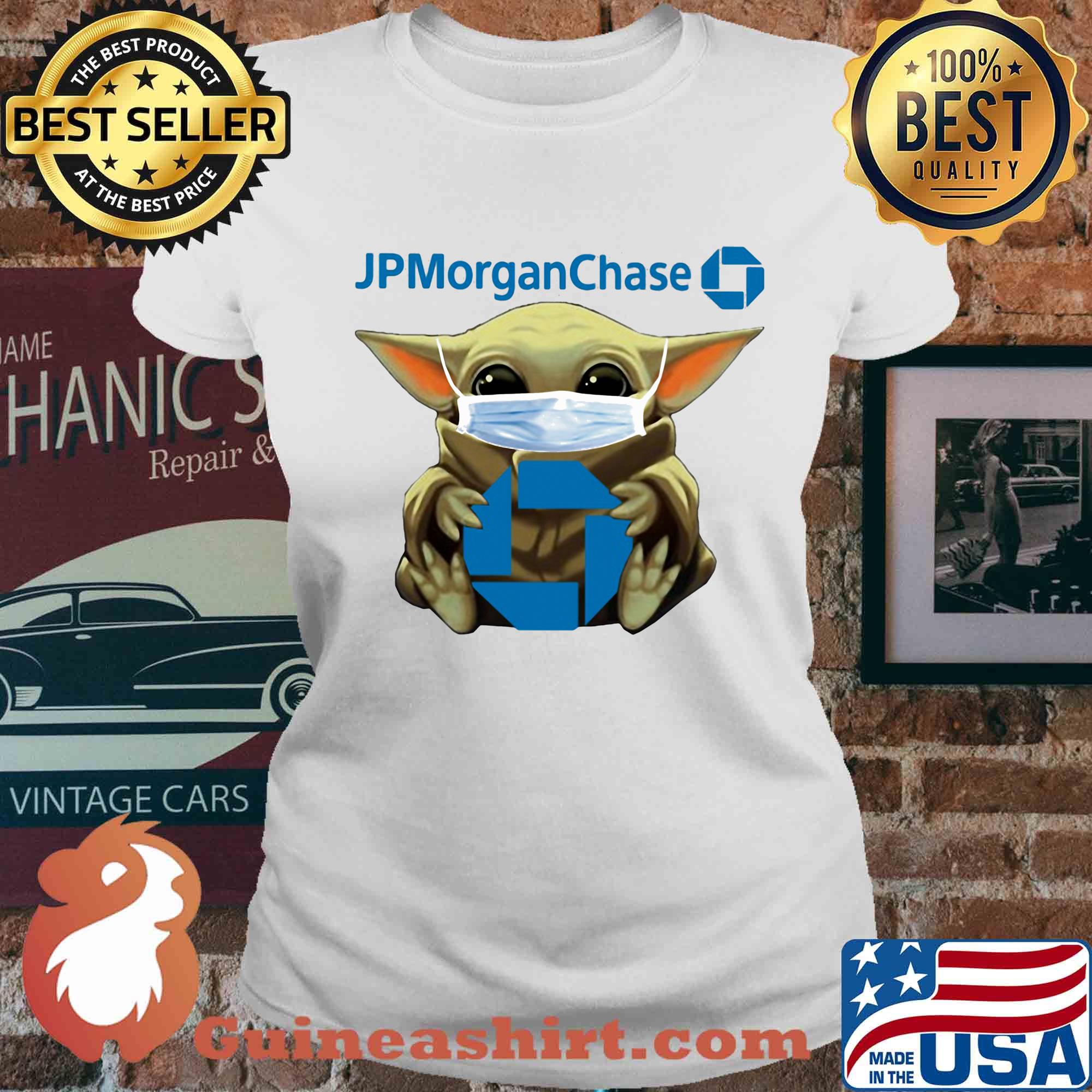 Baby yoda hug jp morgan chase covid-19 s Ladies tee