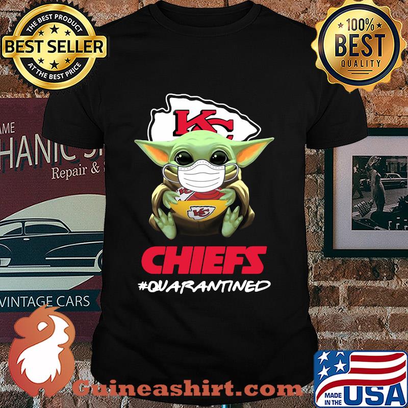 Baby yoda hug Kansas City Chiefs quarantined mask covid-19 shirt