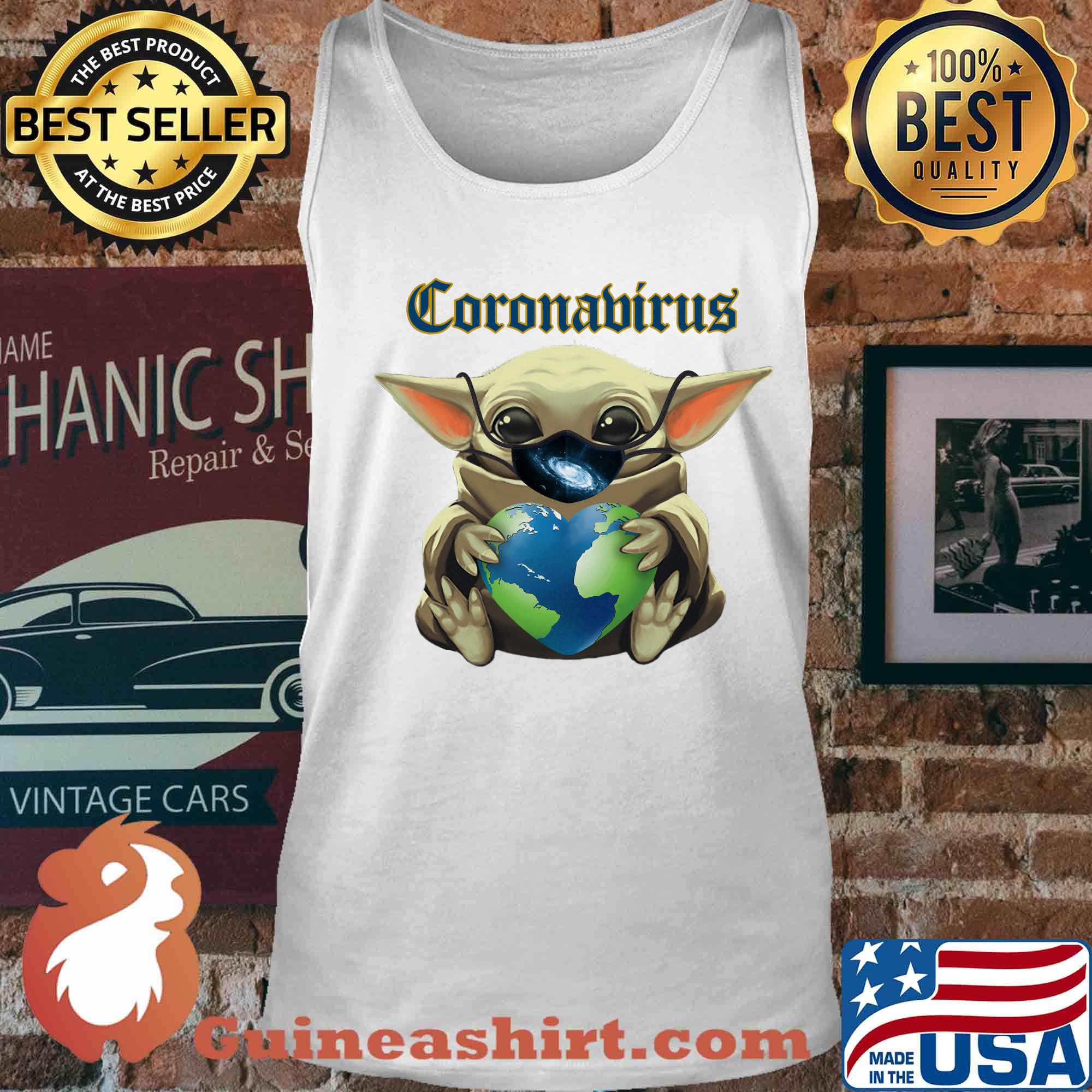 Baby yoda mask heart earth coronavirus s Tank top