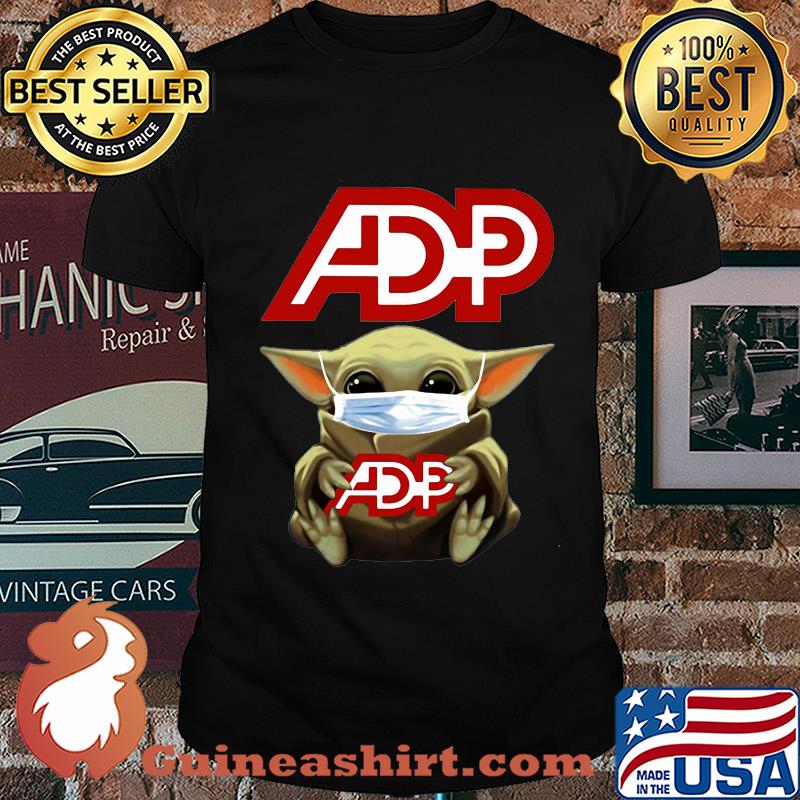 Baby Yoda mask hug ADP Automatic data processing shirt