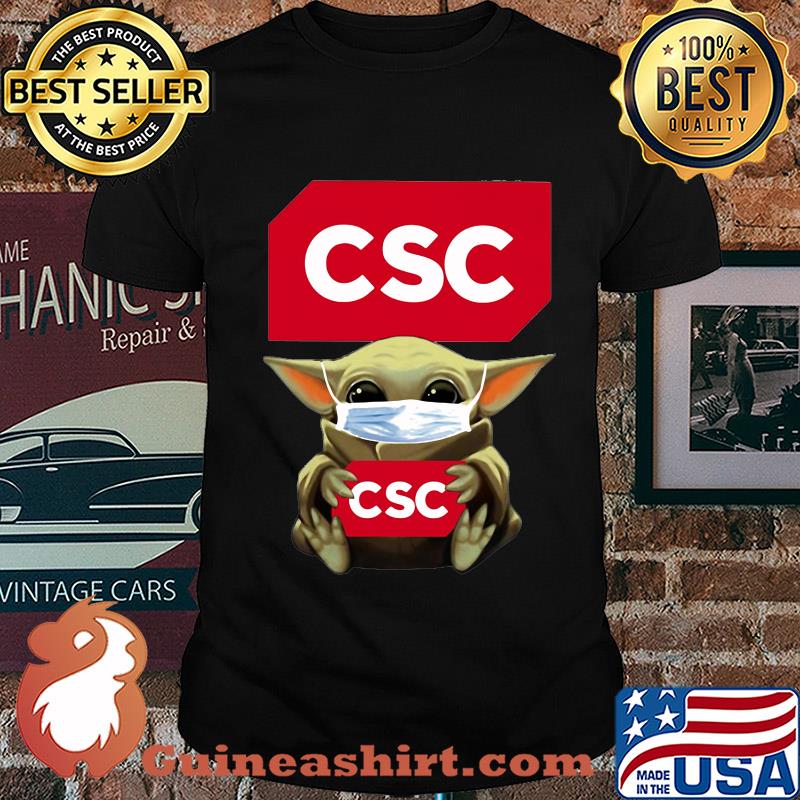 Baby Yoda mask hug CSC shirt