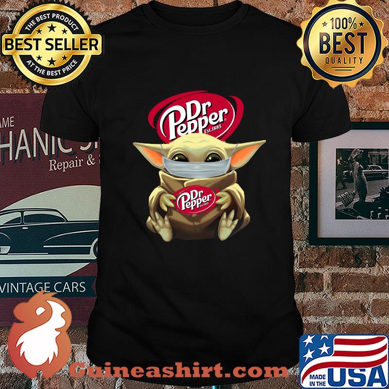 Baby Yoda mask hug Dr Pepper est.1885 shirt