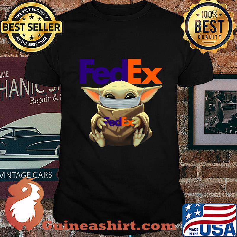 Baby Yoda mask hug Fedex shirt