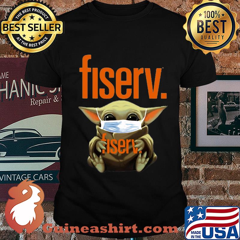 Baby Yoda mask hug Fiserv shirt