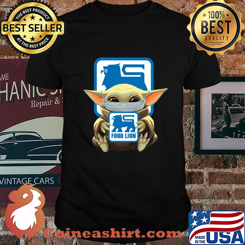 Baby Yoda mask hug Food Lion shirt