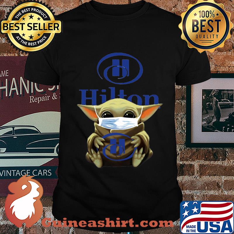 Baby Yoda mask hug Hilton shirt