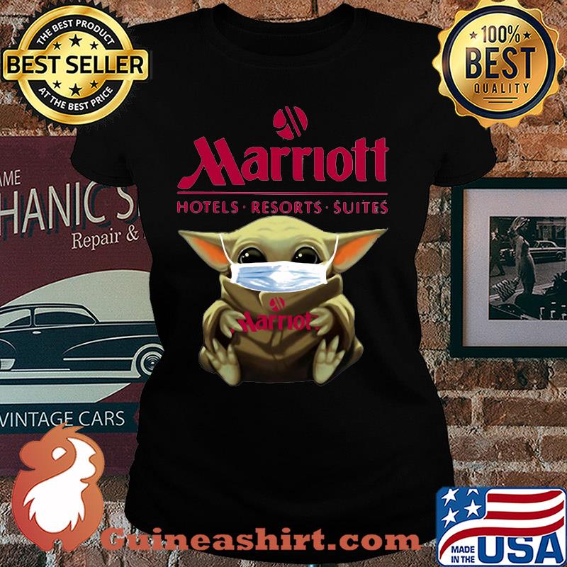 Baby Yoda mask hug Marriott hotels Resorts suites s Ladies tee