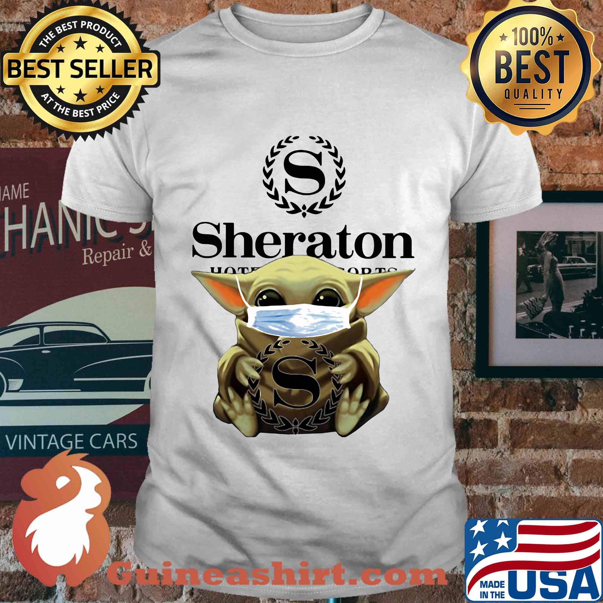 Baby Yoda mask hug Sheraton shirt