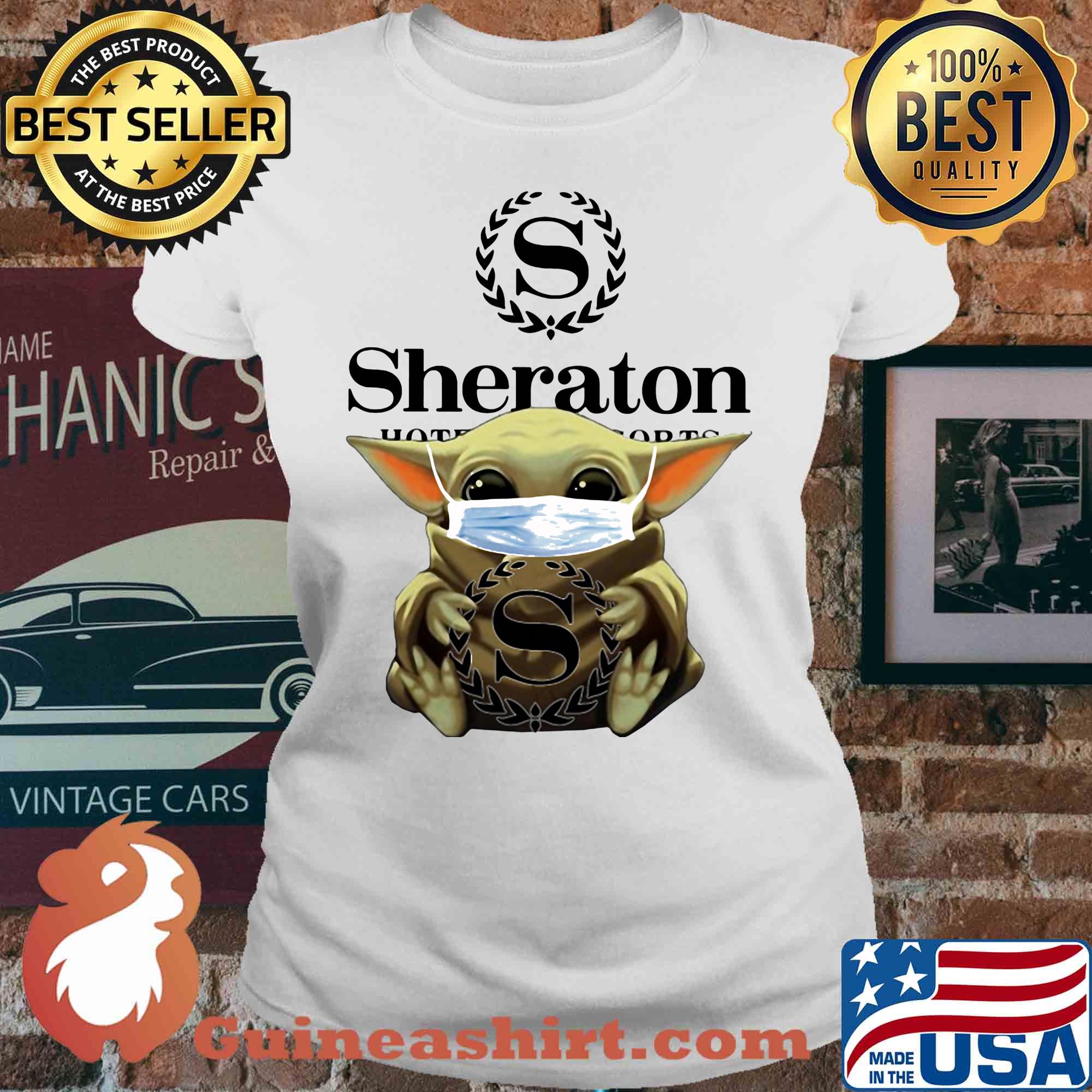 Baby Yoda mask hug Sheraton s V-neck