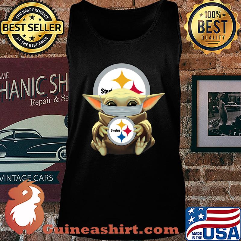 Baby Yoda mask hug Steelers s Tank top