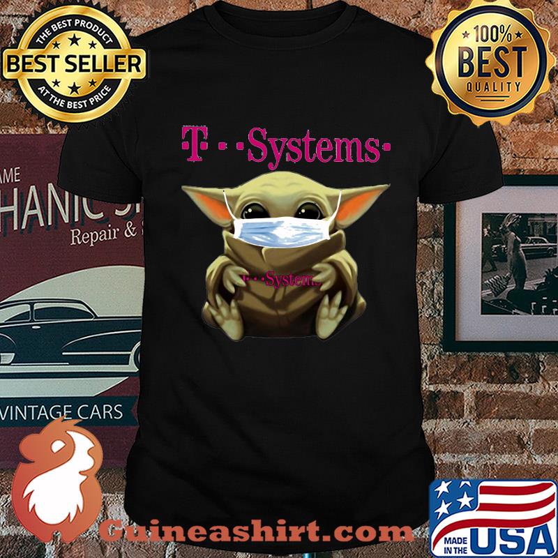 Baby Yoda mask hug T Systems shirt