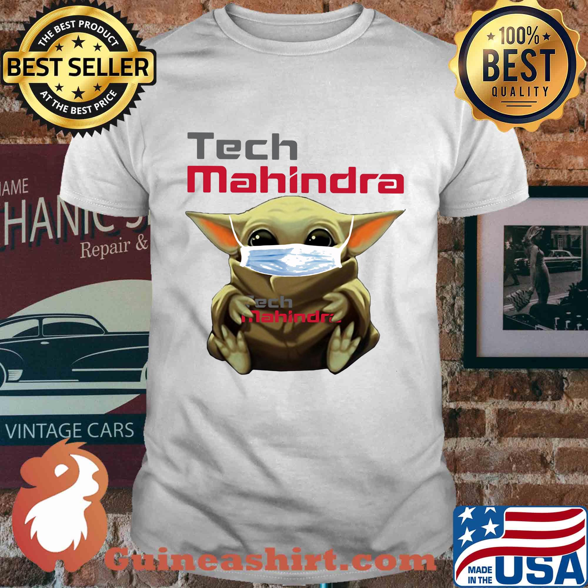 Baby Yoda mask hug Tech Mahindra shirt