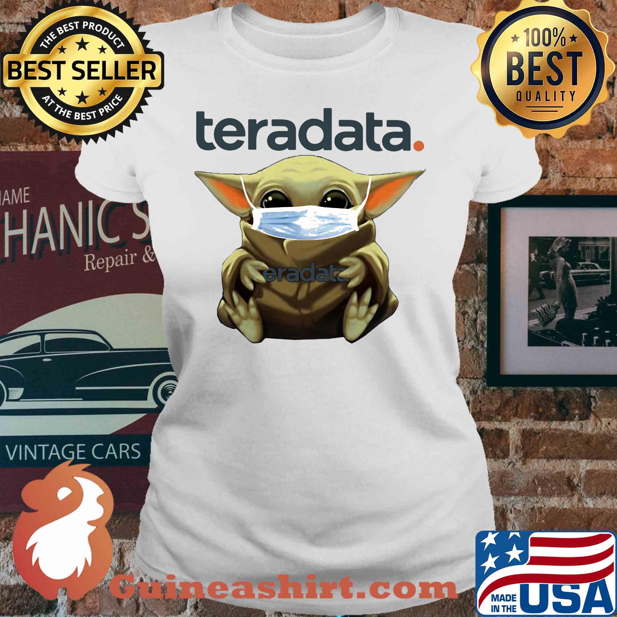 Baby Yoda mask hug Teradata s V-neck