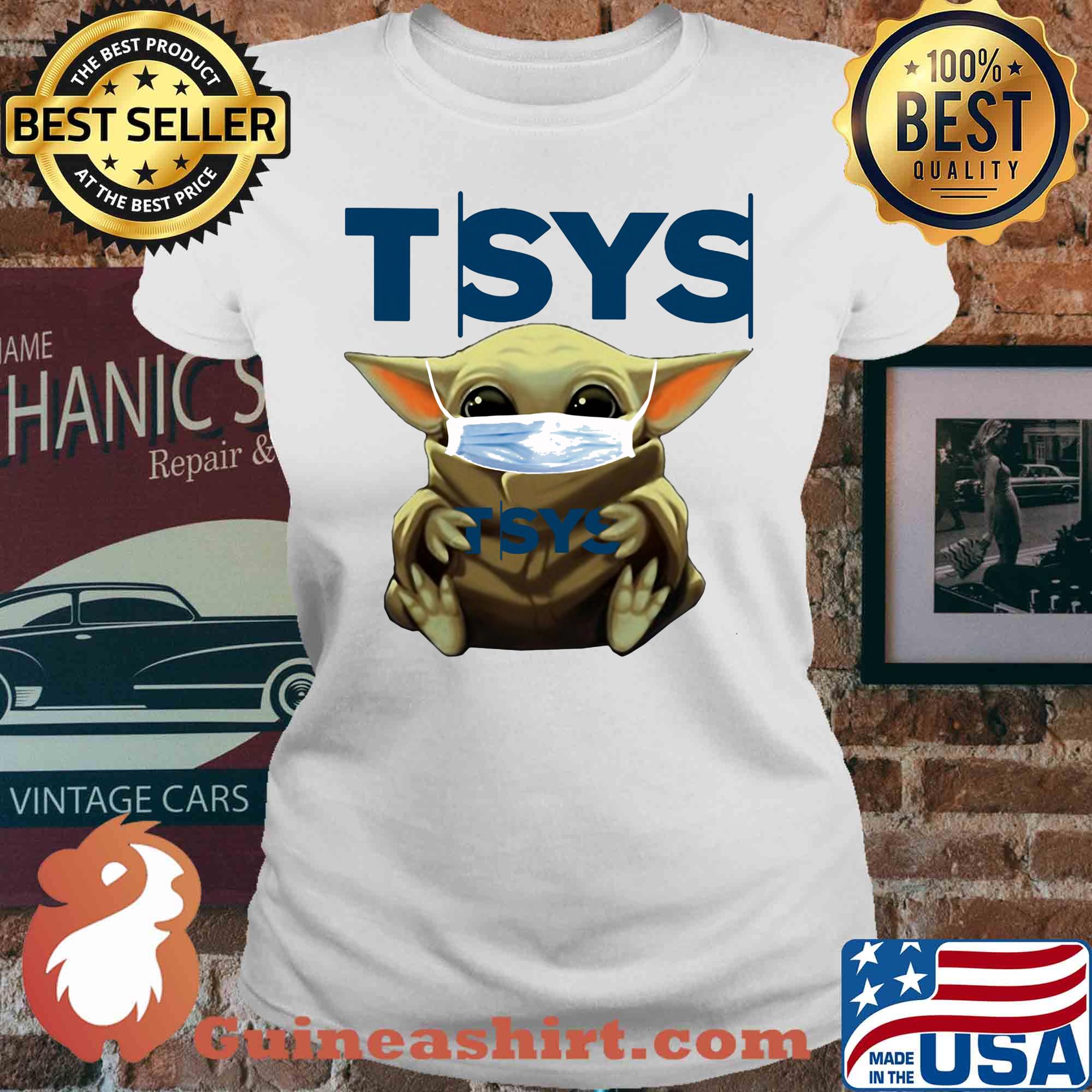 Baby Yoda mask hug TSYS s V-neck