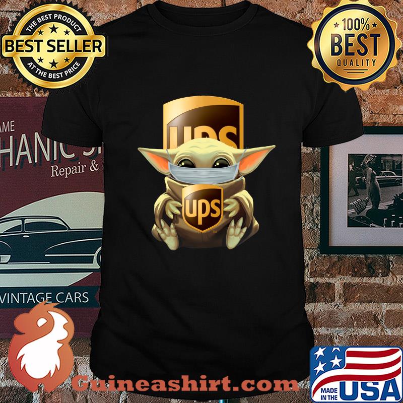 Baby Yoda mask hug UPS shirt