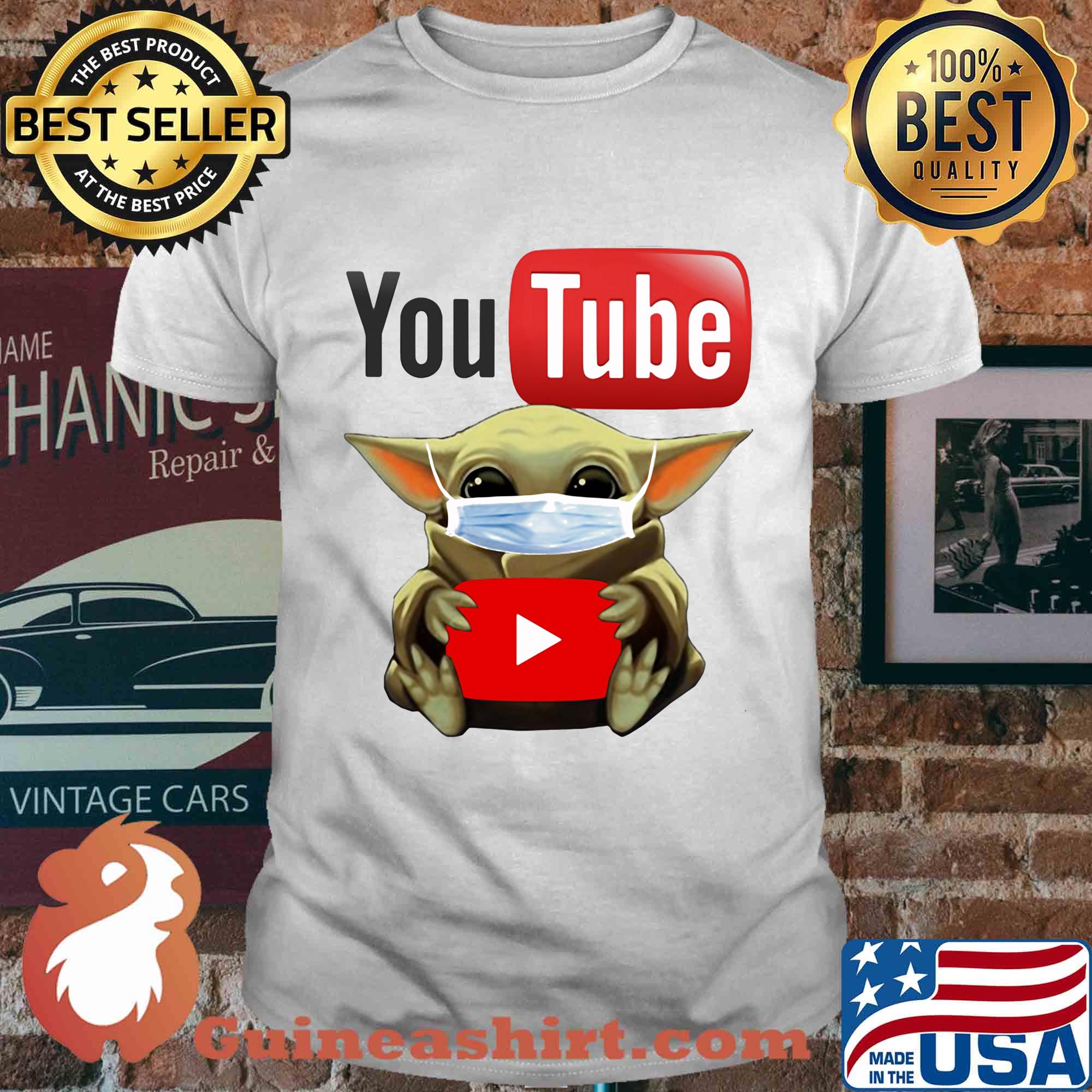 Baby yoda mask hug Youtube shirt