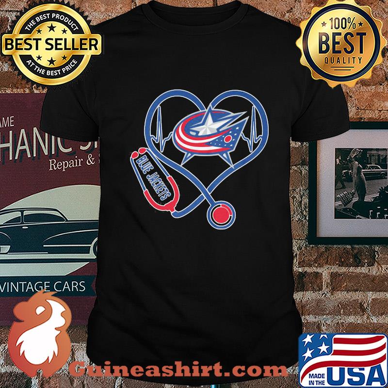 Blue jackets heart nurse stethoscope shirt