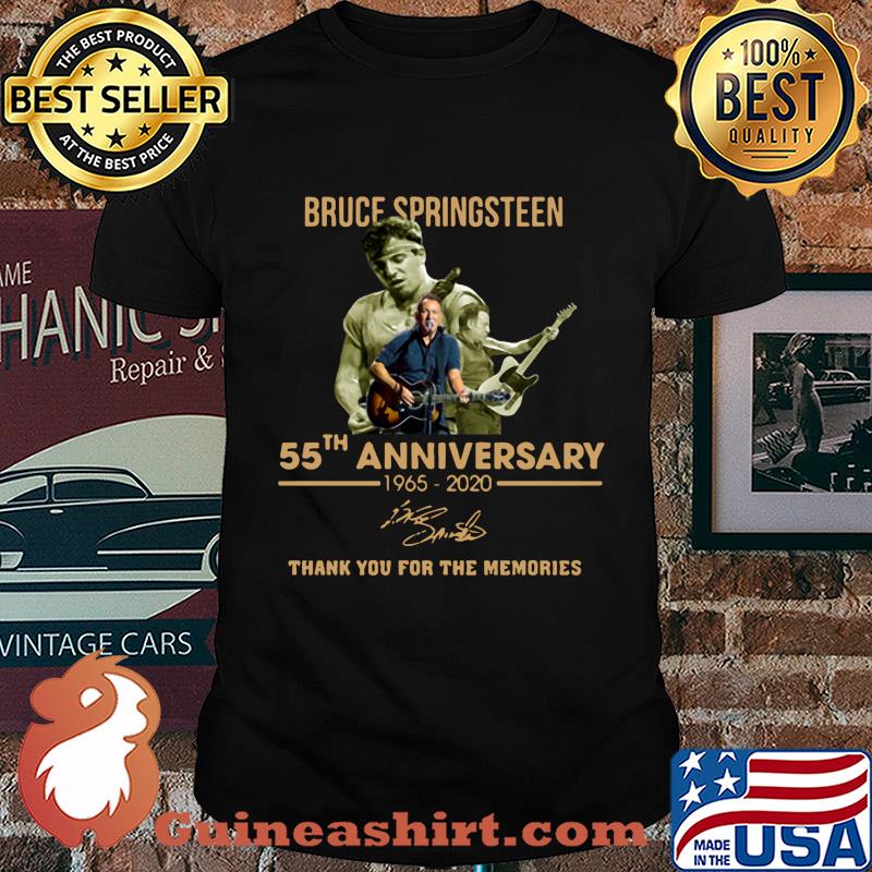 Bruce springsteen guitar 55th anniversary 1965-2020 signature thank you for the memories shirt