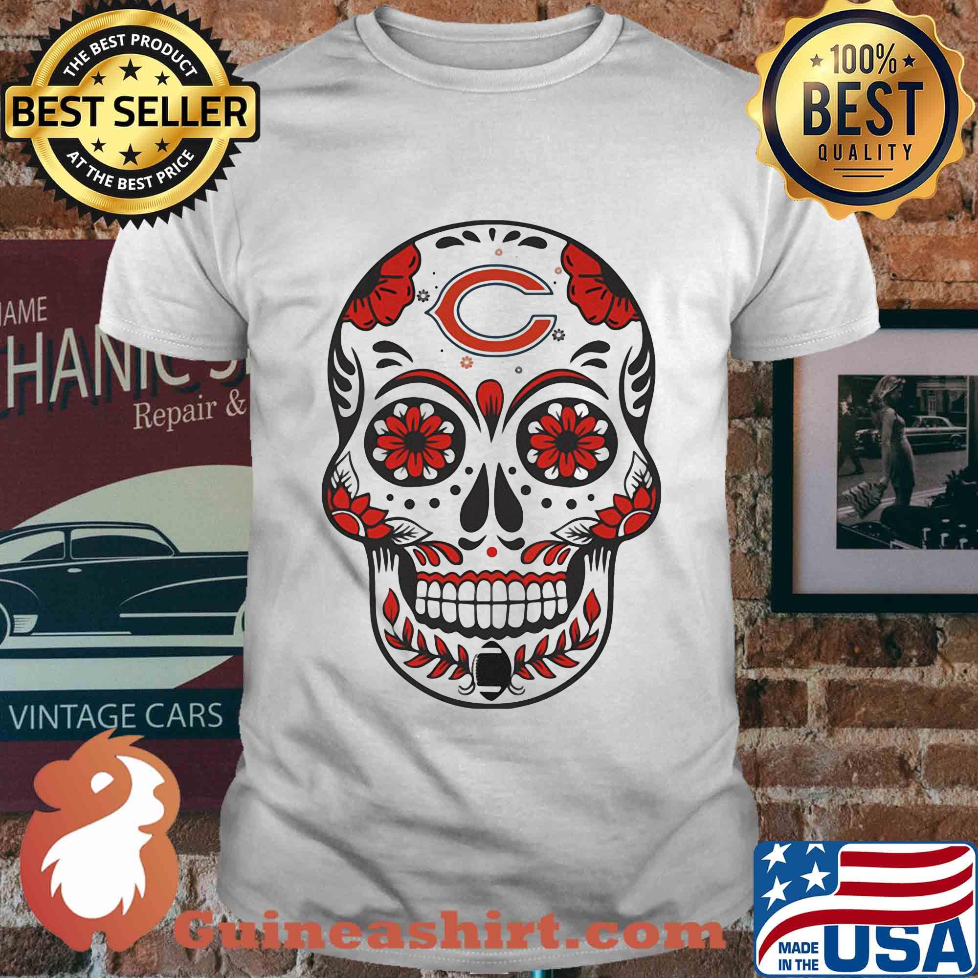 Chicago bears football sugar skull shirt