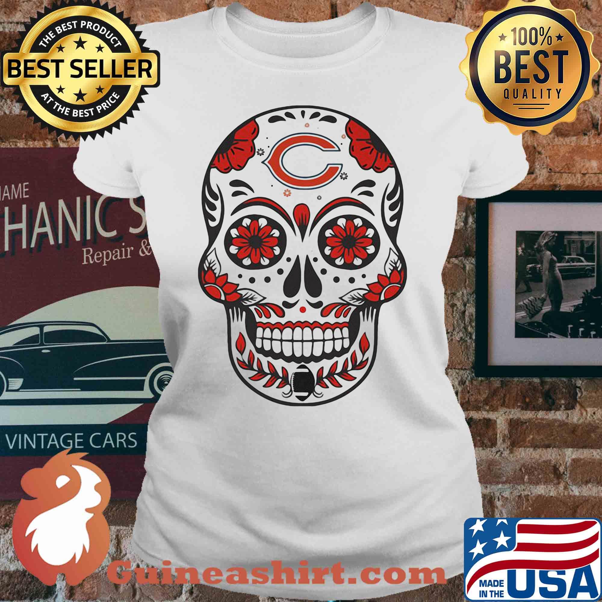 Chicago bears football sugar skull s V-neck