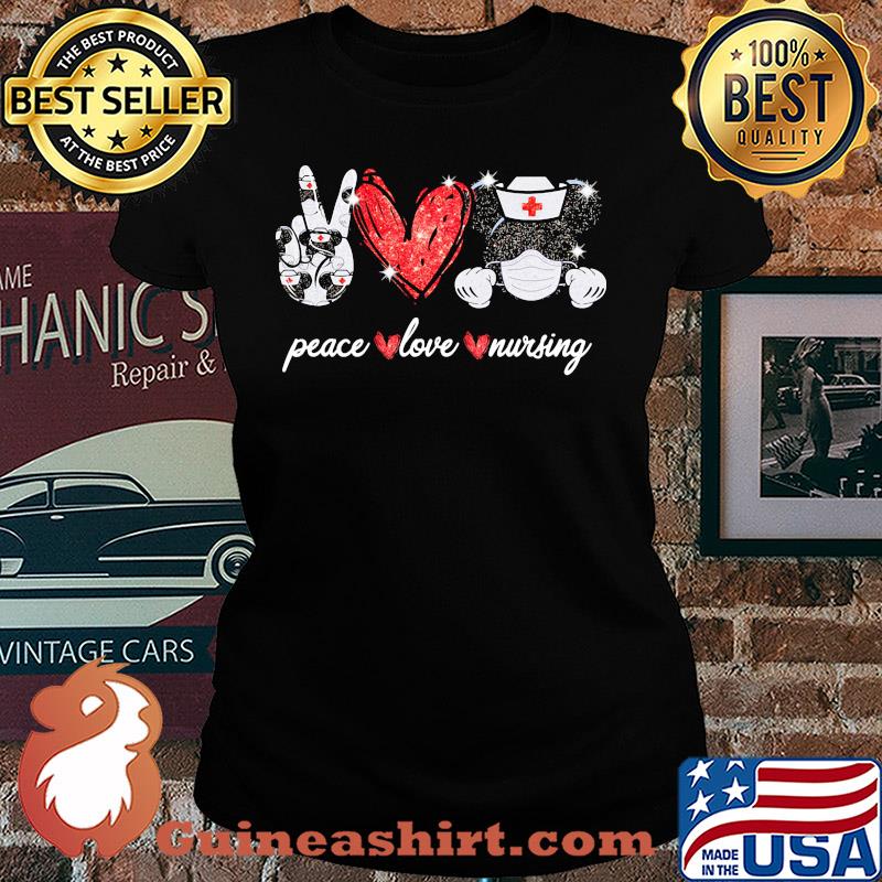 Diamond Peace love nursing Mickey mouse s Ladies tee